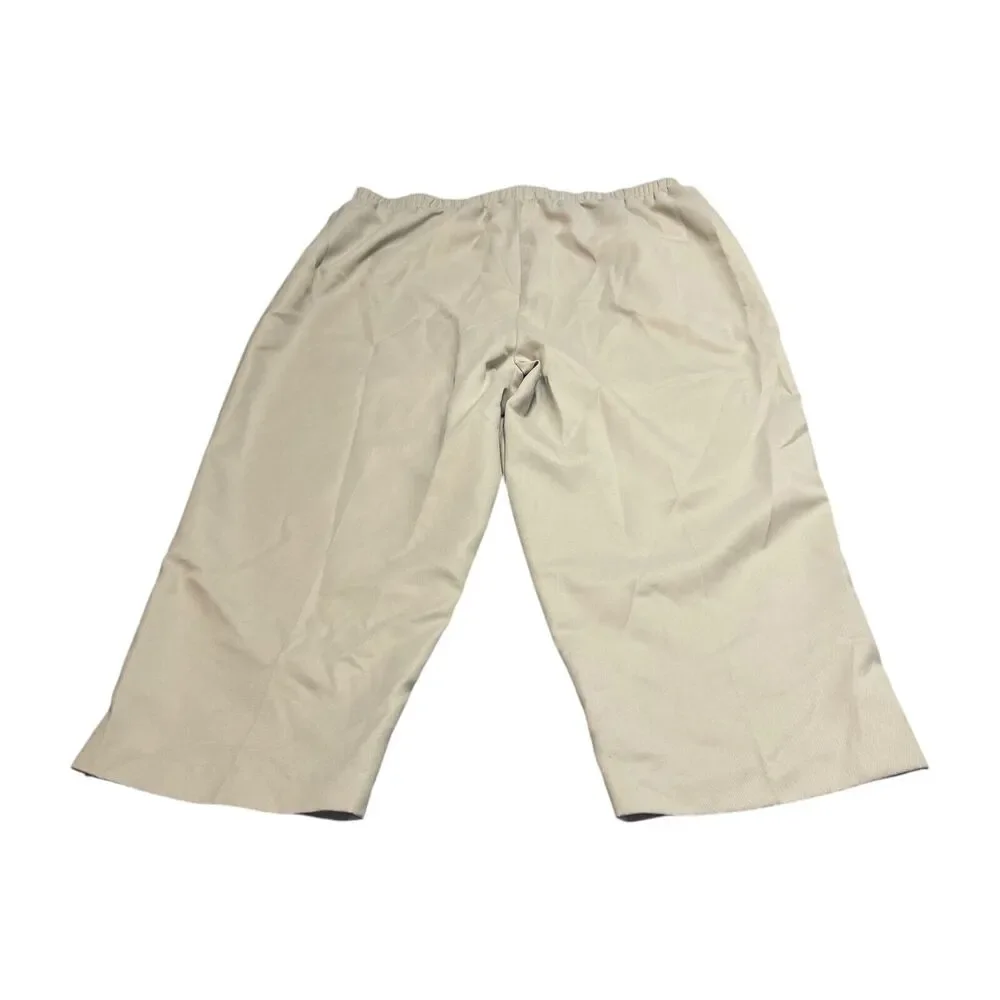 Alia Cropped Pants Women's 14 Beige Elastic Waist High-Rise Straight Leg Pull-On - Picture 3 of 7